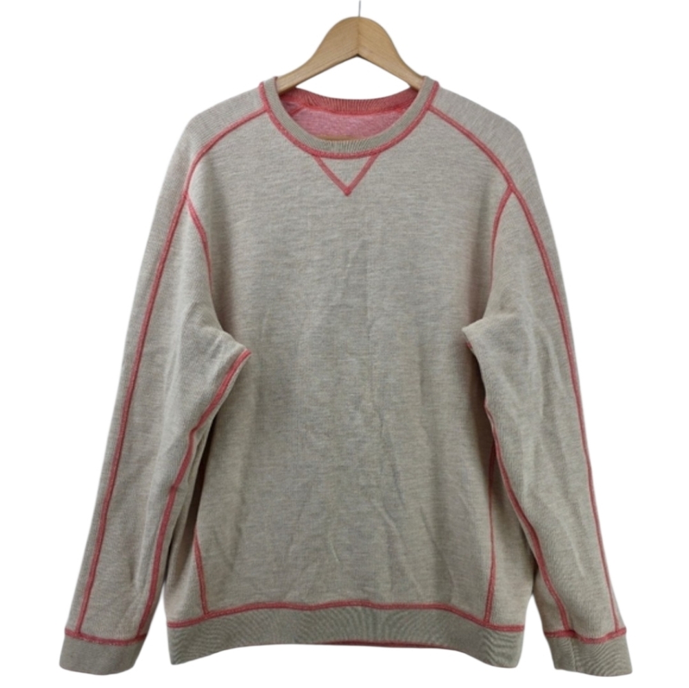 Tommy Bahama Sweatshirt Men's Medium Beige Coral Reversible Pullover Crewneck